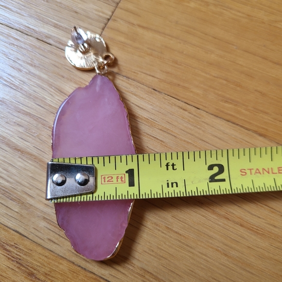 Geometric Plastic Resin Fashion Long Earrings Pink - Picture 9 of 9